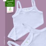 Camiseta Con Tiras Delgadas y Encaje En Tela Rib, Para Niñas y Adolescentes