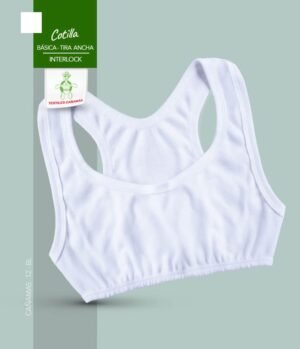Cotilla Básica Con Tira Ancha En Tela Interlock Para Niñas y Adolescentes