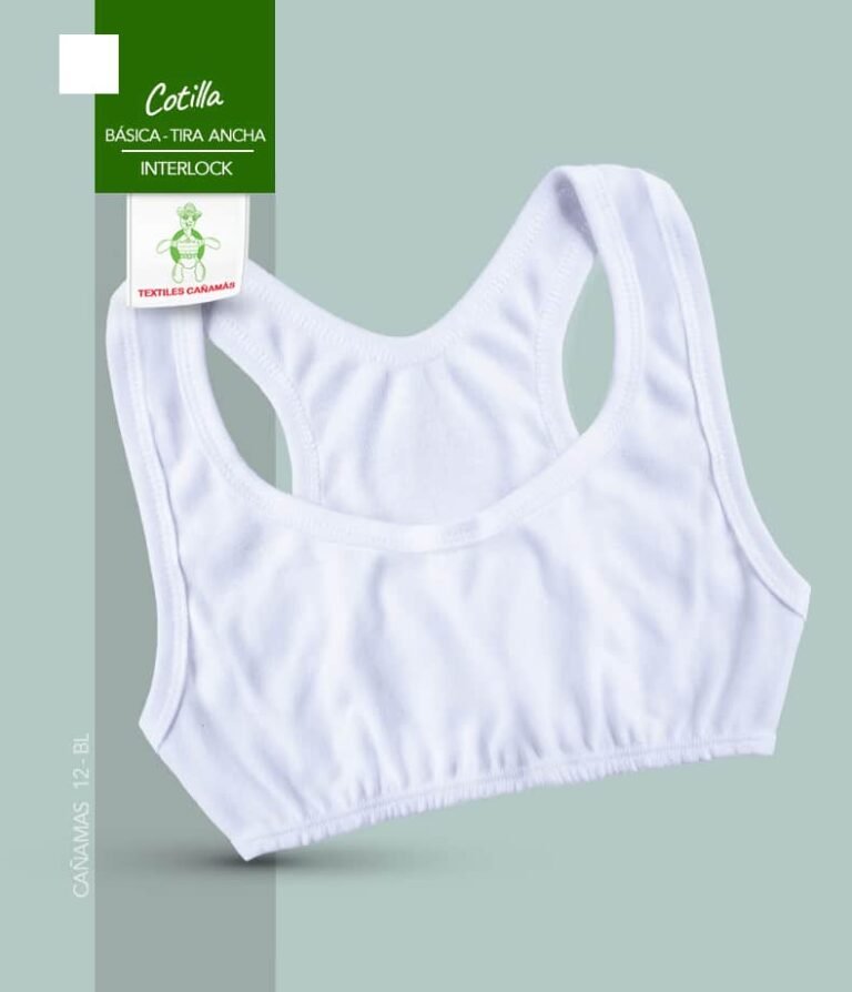 Cotilla Básica Con Tira Ancha En Tela Interlock Para Niñas y Adolescentes