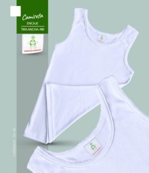 Camiseta Con Tiras Anchas y Encaje En Tela Rib, Para Niñas y Adolescentes