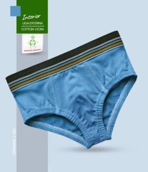 Interior Azul Claro Con Liga Externa, Tela Cotton Lycra, Para Niños y Adolescentes