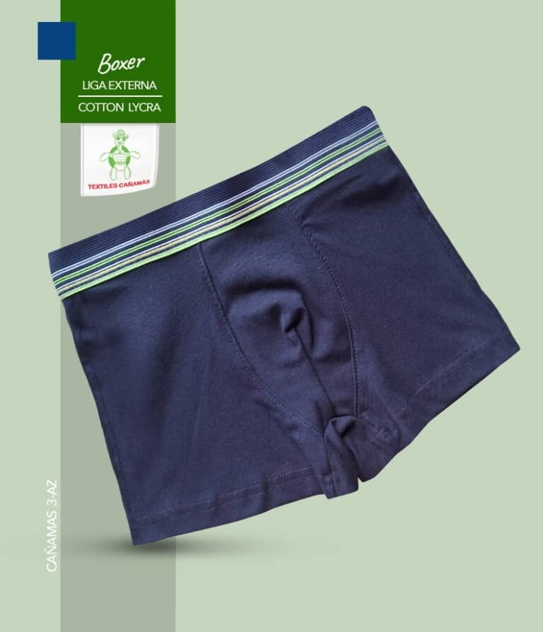 Boxer Azul Oscuro Con Liga Externa, Tela Cotton Lycra, Para Niños y Adolescentes