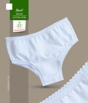 Panti Con Encaje Blanco En Tela Cotton Lycra Para Bebes, Niñas y Adolescentes