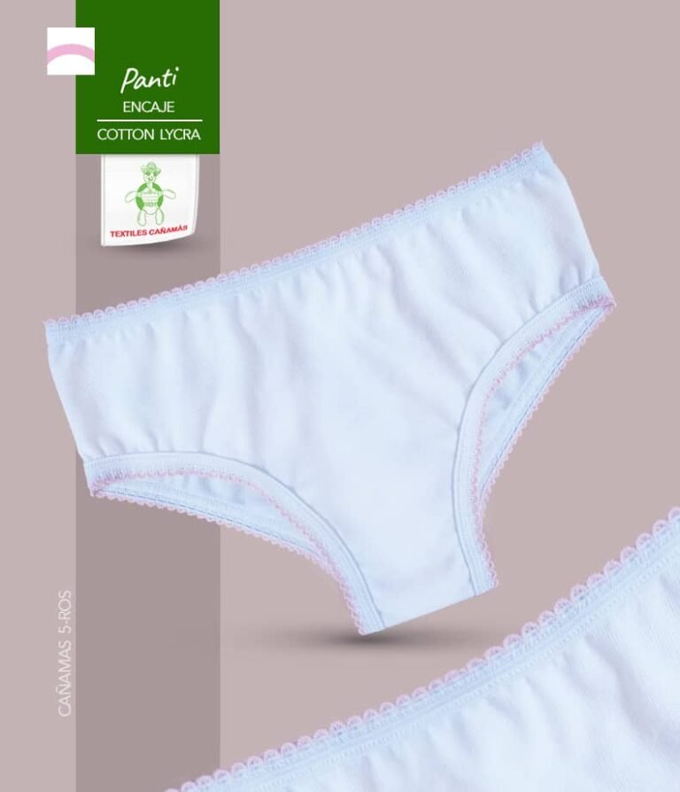 Panti Con Encaje Rosa En Tela Cotton Lycra Para Bebes, Niñas y Adolescentes