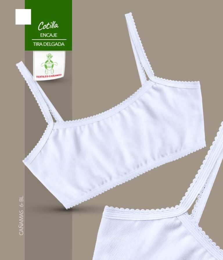 Cotilla Con Encaje Blanco En Tela Cotton Lycra Para Niñas y Adolescentes