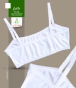 Cotilla Con Encaje Blanco En Tela Cotton Lycra Para Niñas y Adolescentes