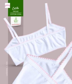 Cotilla Con Encaje Rosa En Tela Cotton Lycra Para Niñas y Adolescentes