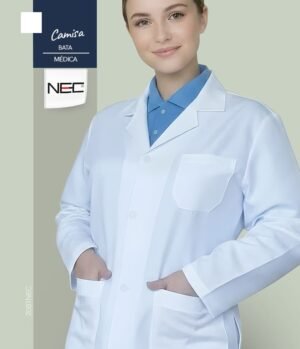 Bata de laboratorio blanca con bolsillos