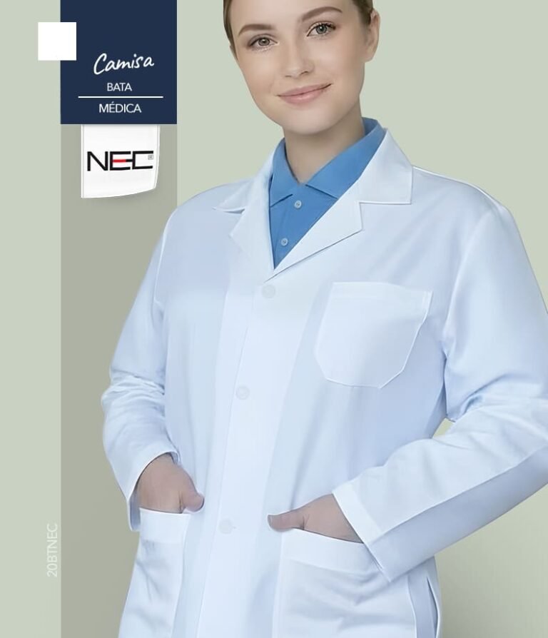 Bata de laboratorio blanca con bolsillos