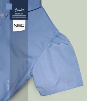 Camisa escolar azul con botones manga princesa para niñas