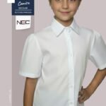 Camisa escolar blanca con botones manga princesa para niñas