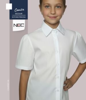 Camisa escolar blanca con botones manga princesa para niñas