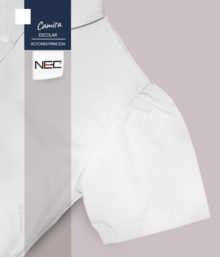 Camisa escolar blanca con botones manga princesa para niñas
