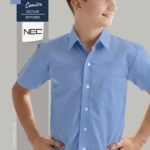 Camisa escolar azul con botones manga princesa para niñas