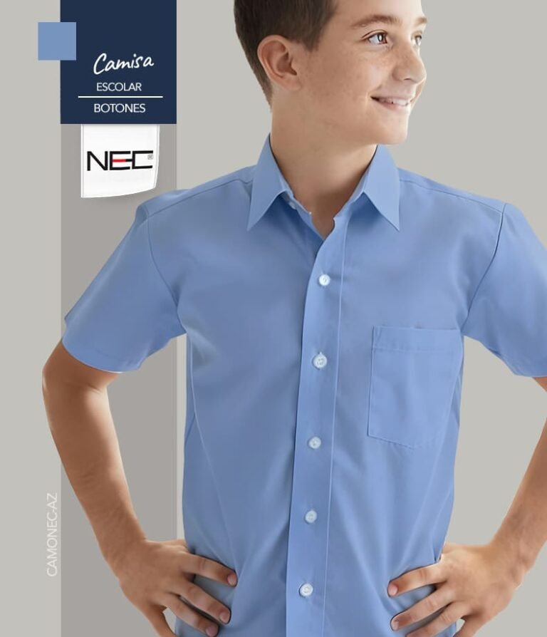 Camisa escolar azul con botones manga princesa para niñas