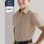 Camisa escolar beige con botones unisex