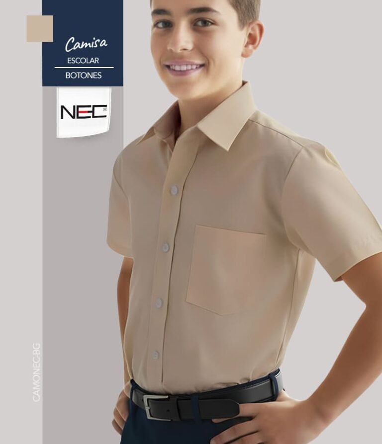 Camisa escolar beige con botones unisex