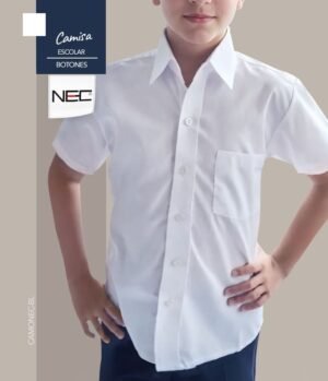 Camisa escolar blanca con botones unisex